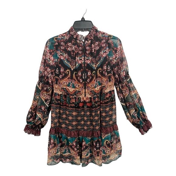 Alice & Olivia Marella Mockneck Paisley Shift Dress - Picture 8 of 9